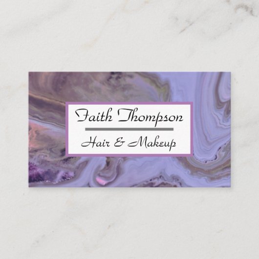 Moderne Lila Marmorhaare und -schmuck aus Gold Visitenkarte (Vorderseite)