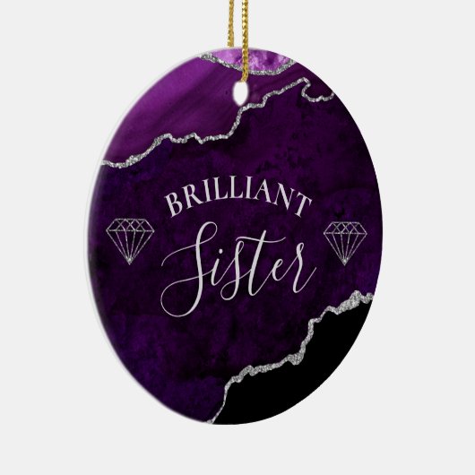 Moderne Lila Marmorhalle Agate Brilliant Sister Keramik Ornament (Rechts)