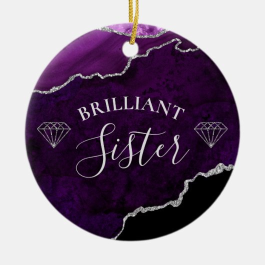 Moderne Lila Marmorhalle Agate Brilliant Sister Keramik Ornament (Vorne)