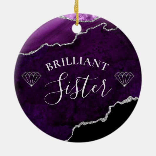 Moderne Lila Marmorhalle Agate Brilliant Sister Keramik Ornament (Hinten)