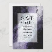 Moderne Lila Marmorhochzeit rettet das Datum Save The Date (Vorderseite)