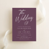 Moderne Lila Mauve-Script-Hochzeit Einladung