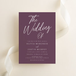 Moderne Lila Mauve-Script-Hochzeit Einladung