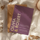 Moderne Lila Minimalistische Hochzeit Folieneinladung