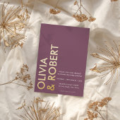 Moderne Lila Minimalistische Hochzeit Folieneinladung