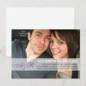 Moderne Lila Monogramm Foto Hochzeitseinladungen Einladung (Vorne/Hinten)