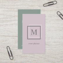 Moderne Lila Monogramm-Visitenkarte für Pastell