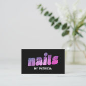 Moderne Lila Nails Glitzer Tropfen Script Nail Tec Visitenkarte (Stehend Vorderseite)