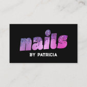 Moderne Lila Nails Glitzer Tropfen Script Nail Tec Visitenkarte (Vorderseite)