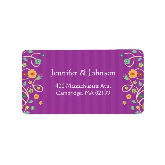 Moderne Lila Natur Swirl Blumen Adressaufkleber (Vorne)