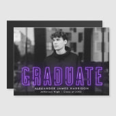 Moderne Lila Neon Foto Abschluss Ankündigung (Vorne/Hinten)