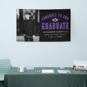 Moderne Lila Neon Foto Graduation Party Banner (Messeveranstaltung)