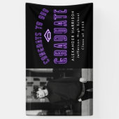 Moderne Lila Neon Foto Graduation Party Banner (Vertikal)