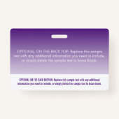 Moderne Lila Ombre Beruflich Name Tag Ausweis (Rückseite)