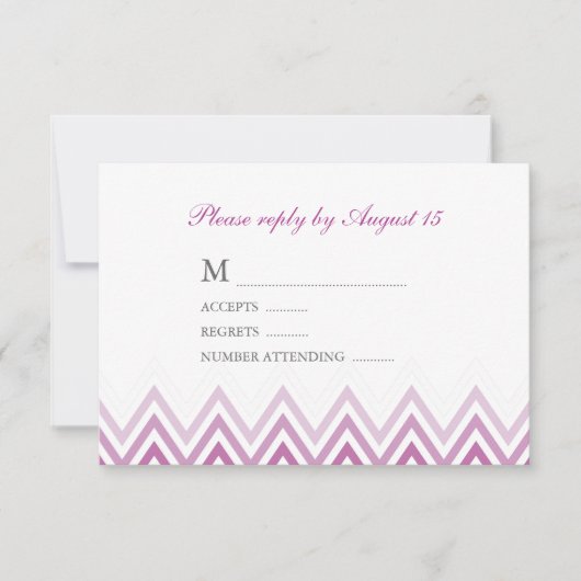 Moderne Lila Ombre Chevrons Response Cards RSVP Karte (Vorderseite)
