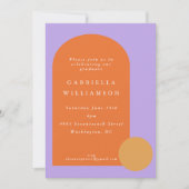 Moderne Lila Orangen Graduierungsparty Einladung (Vorderseite)