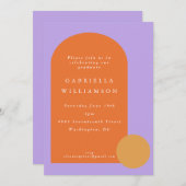 Moderne Lila Orangen Graduierungsparty Einladung (Vorne/Hinten)