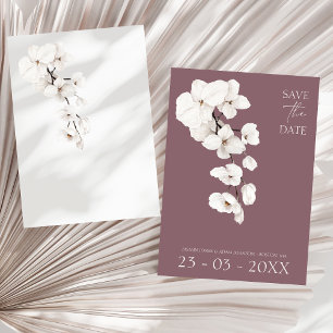 Moderne Lila Orchideen-Blume Hochzeit Save The Date