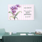Moderne Lila Orchideen Blume Streifen Geburtstag Banner (Messeveranstaltung)