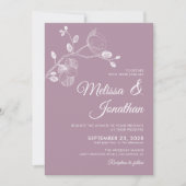 Moderne, lila Orchideen Hochzeit Einladung (Vorderseite)