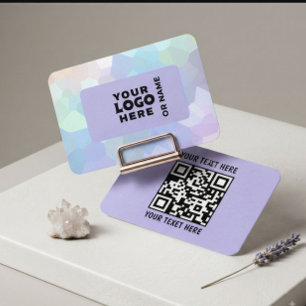 Moderne lila pastellfarbene geometrische QR-Code-G Visitenkarte