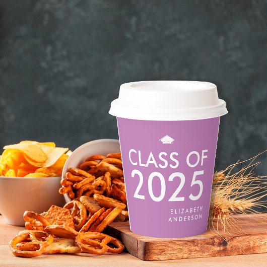 Moderne Lila Personalisierte Graduierungspartei Pappbecher