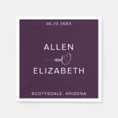 Moderne Lila Personalisierte Hochzeit Serviette (Vorderseite)