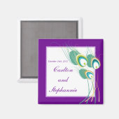 Moderne, Lila Pfauenhochzeit Magnet (Vorderseite/Rückseite)