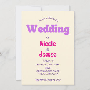 Moderne lila-pfirsichfarbene elegante Hochzeitsein Einladung