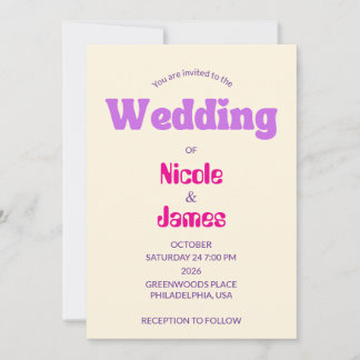 Moderne lila-pfirsichfarbene elegante Hochzeitsein Einladung