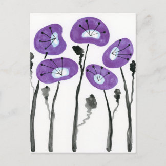 Moderne Lila Pflaumen Aquarellblumen Postkarte