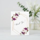 Moderne Lila Pflaumenblütenblüte Dankeskarte (Stehend Vorderseite)