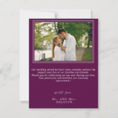 Moderne Lila Pflaumenblütenblüte Dankeskarte (Rückseite)