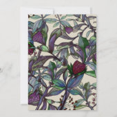 Moderne lila PflaumenHochzeit mit Blumenblättern Einladung (Rückseite)