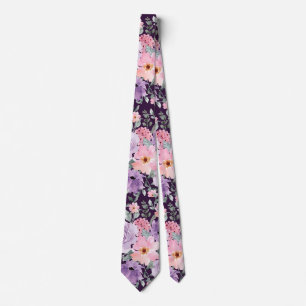 Moderne Lila Pink Floral Watercolor Hochzeit Krawatte