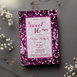 Moderne lila Pink-Girly-TrendFortsetzung in Sweet  Einladung<br><div class="desc">Eine elegante moderne lila und rosa mädchenhafte Glitzer modische Luxus-Fortsetzung in Sweet 16 Invitation. Dieser gürtnerisch bordeauxfarbene Glitzer und die rosafarbene Sequine sind perfekt für jedes stilvolle und elegante Mädchen. Dieses Design eignet sich perfekt für ein trendiges und stilvolles Party-Event. Passen Sie dieses Design mit Ihren eigenen Nachrichten und personalisierten...</div>