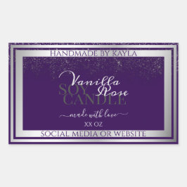 Moderne Lila Produktverpackungsmarken Silver Rain Rechteckiger Aufkleber