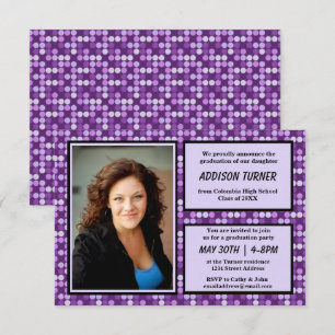 Moderne Lila Punkte mit Foto-3x5Grad-Ankündigung Einladung