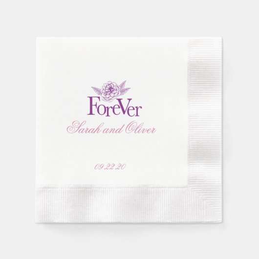 Moderne Lila Pur Wedding Floral Serviette (Vorderseite)