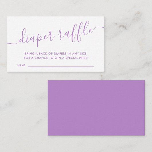 Moderne Lila Raffel-Ticketverpackung für Kleinkind Begleitkarte (Vorne/Hinten)