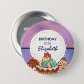 Moderne Lila & rosa Abstrakte Geburtstagskarte Button (Vorne & Hinten)