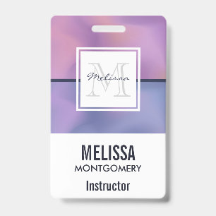 Moderne Lila-rosa Abstrakte Monogramm Ausweis