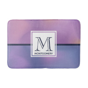 Moderne Lila-rosa Abstrakte Monogramm Badematte