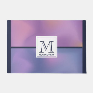 Moderne Lila-rosa Abstrakte Monogramm Fußmatte