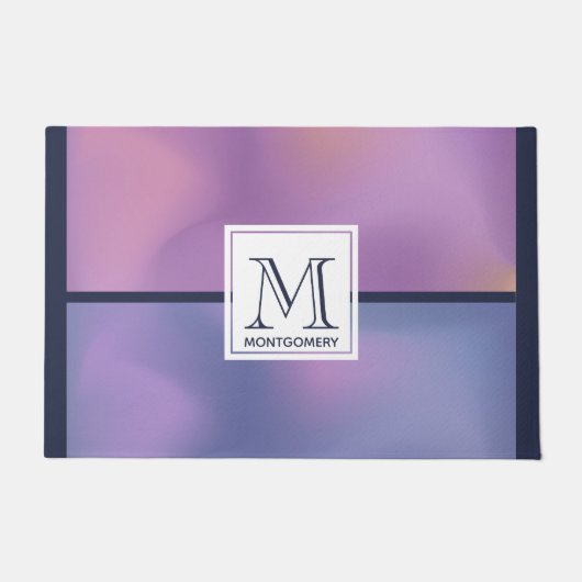 Moderne Lila-rosa Abstrakte Monogramm Fußmatte (Vorderseite)