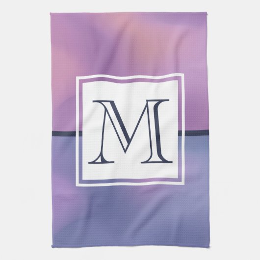 Moderne Lila-rosa Abstrakte Monogramm Geschirrtuch (Vertikal)
