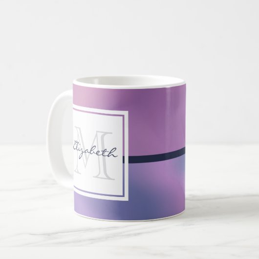 Moderne Lila-rosa Abstrakte Monogramm Kaffeetasse (Vorderseite Links)
