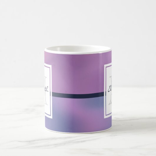 Moderne Lila-rosa Abstrakte Monogramm Kaffeetasse (Mittel)