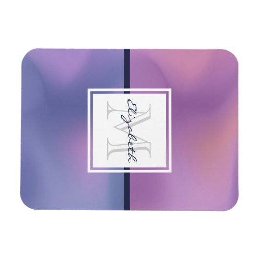 Moderne Lila-rosa Abstrakte Monogramm Magnet (Horizontal)