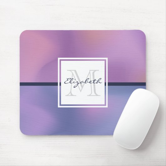 Moderne Lila-rosa Abstrakte Monogramm Mousepad (Mit Mouse)